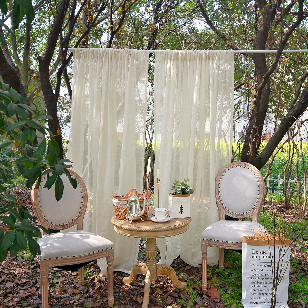 1 Panel Vintage Buff Window Sheer Drapes