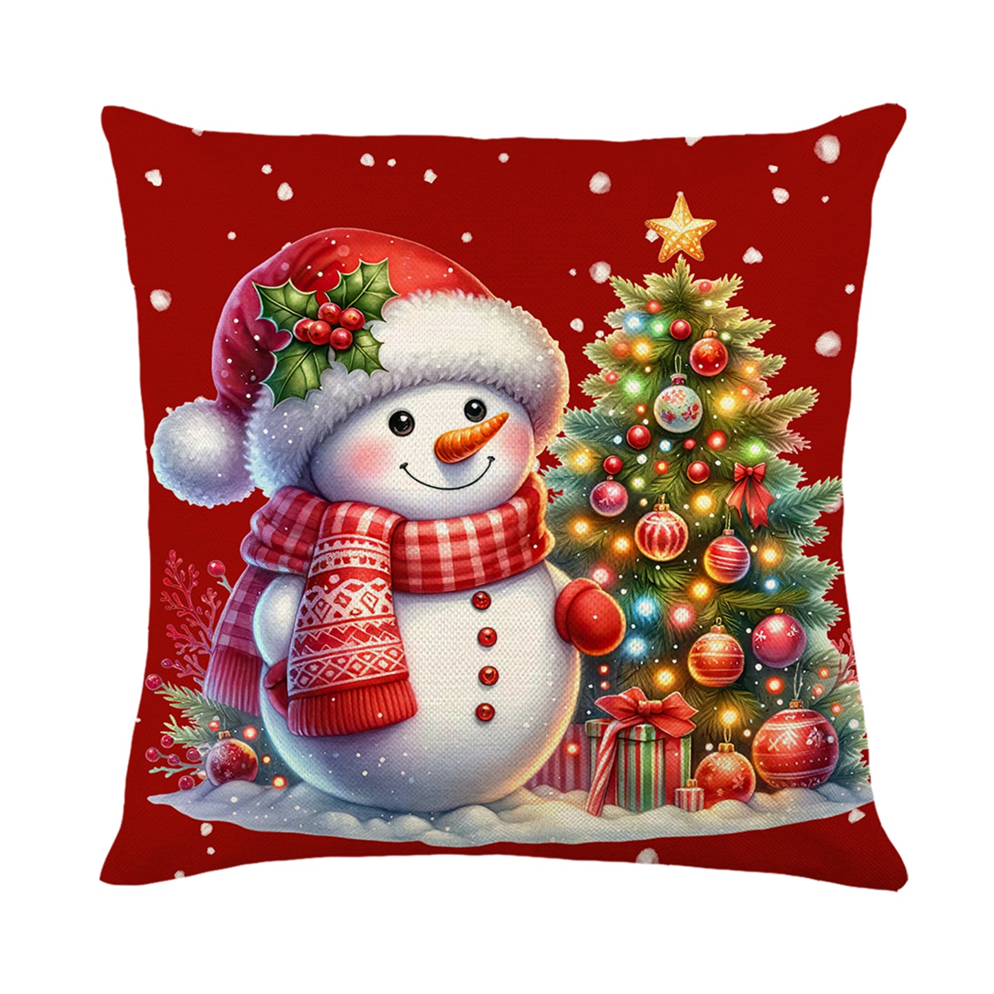 4er-Set Weihnachts-Kissenbezüge aus Leinen – Softe Dekokissen für Sofa und Bett (45×45 cm)