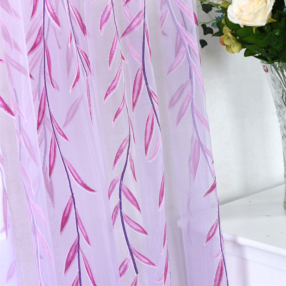 Transparente Gardine mit Weidenblatt-Muster – Voile, lichtdurchlässig