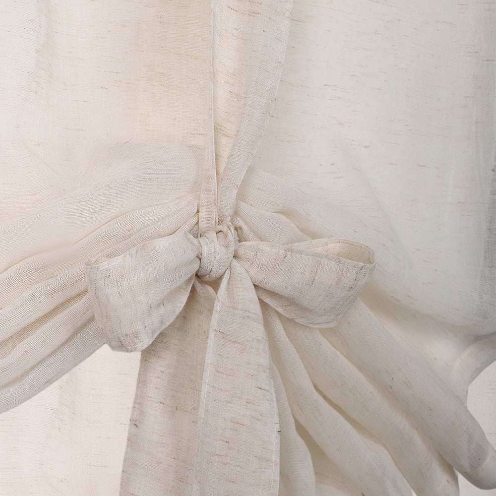 1 Panel Vintage Cream Tie Up Door Curtains