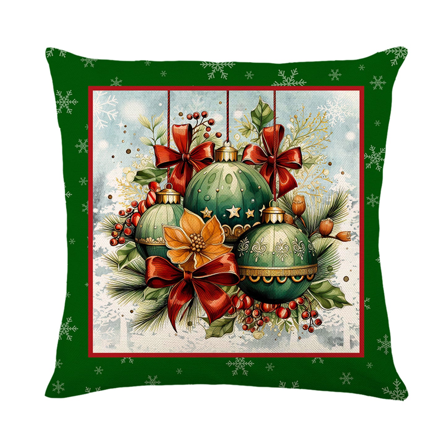 4er-Set Weihnachts-Kissenbezüge aus Leinen – Softe Dekokissen für Sofa und Bett (45×45 cm)