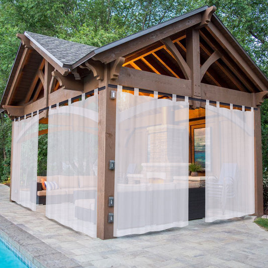 Outdoor Curtain – Waterproof Voile, Tap Top, White, 132 cm Width