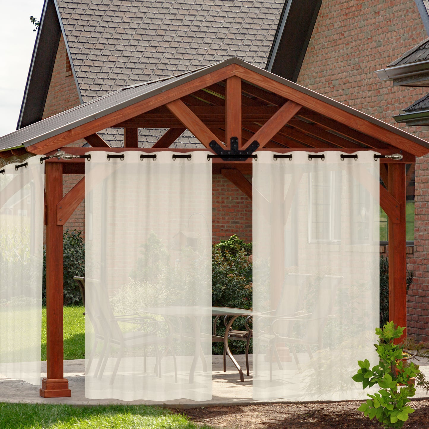 Outdoor Gardine wasserdicht – Transparenter Voile für Terrasse und Garten, 6 Farben