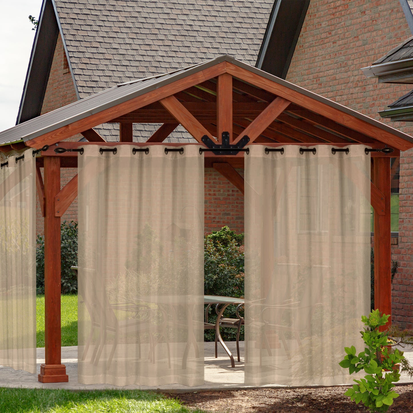 Outdoor Gardine wasserdicht – Transparenter Voile für Terrasse und Garten, 6 Farben
