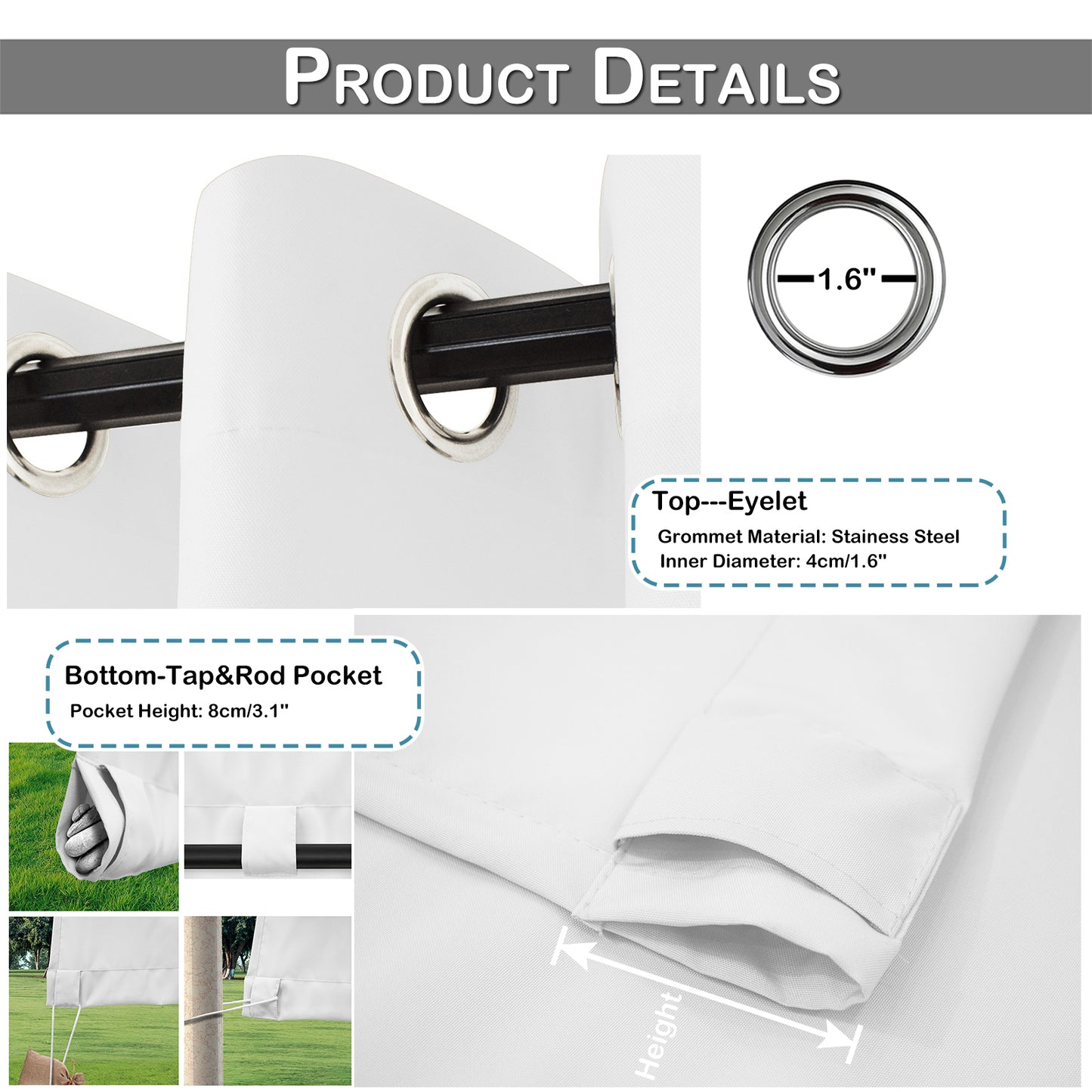 Outdoor Vorhang Wasserdicht und Winddicht Wärmedämmend 1 Panel