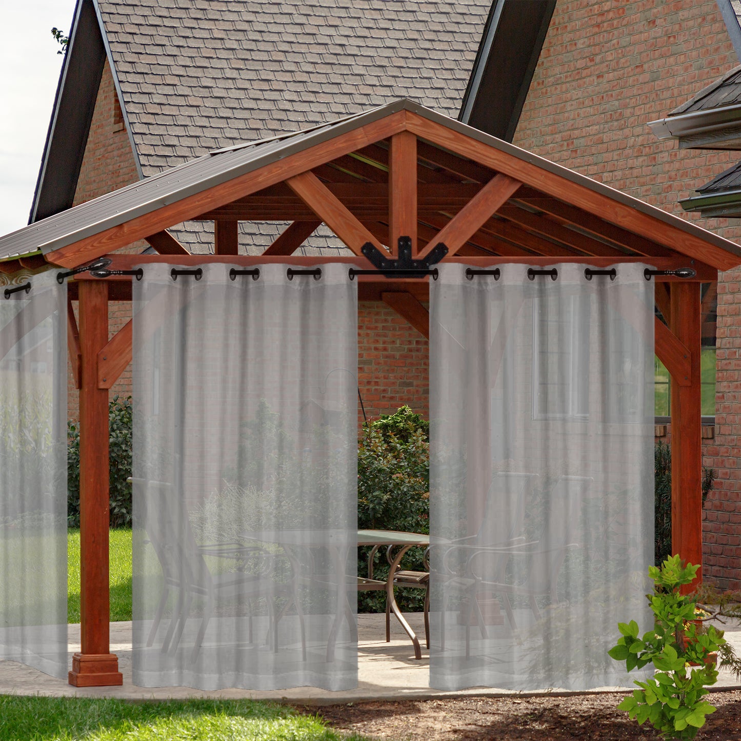 Outdoor Gardine wasserdicht – Transparenter Voile für Terrasse und Garten, 6 Farben