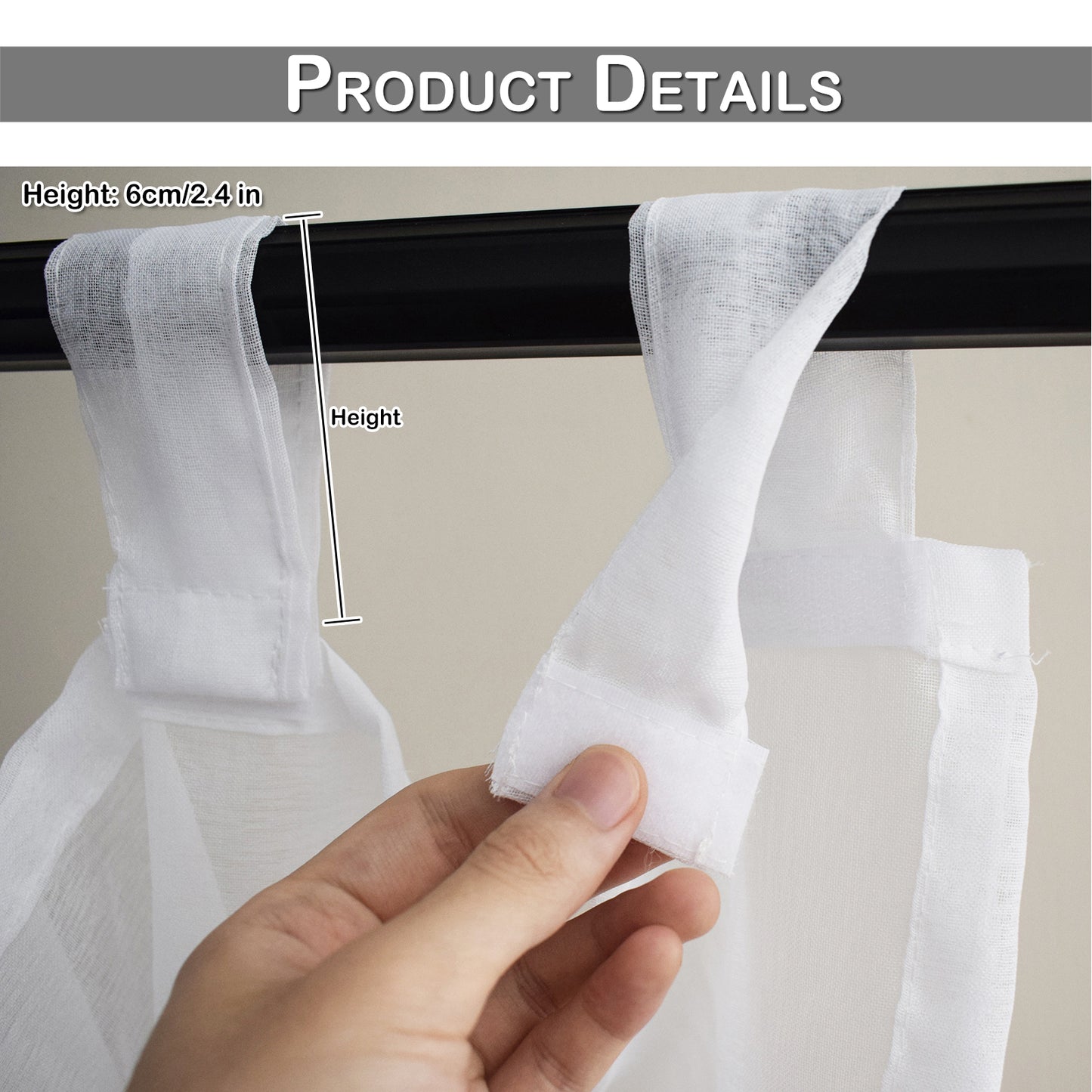 Outdoor Gardine – Wasserdichtes Voile, Tap Top, Weiß, 132 cm Breite