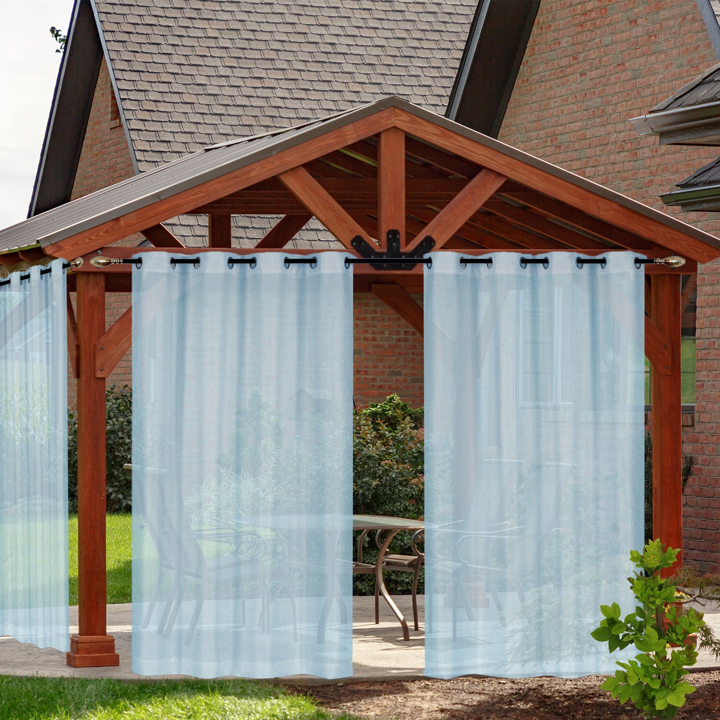 Outdoor Gardine wasserdicht – Transparenter Voile für Terrasse und Garten, 6 Farben