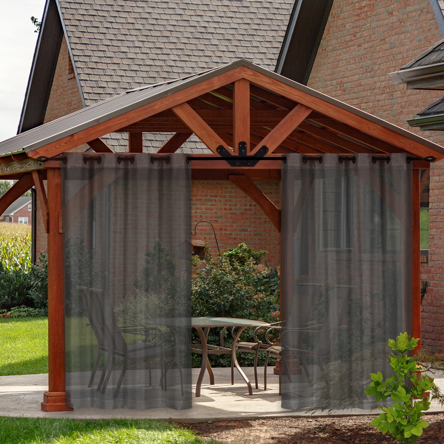 Outdoor Gardine wasserdicht – Transparenter Voile für Terrasse und Garten, 6 Farben