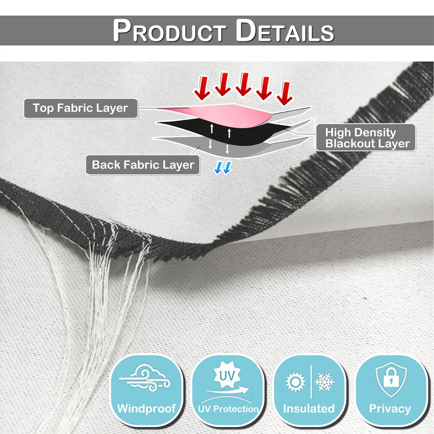 Extra Breiter Outdoor Vorhang – Wasserdicht und Blickdicht, Tap Top, 254 cm Breite