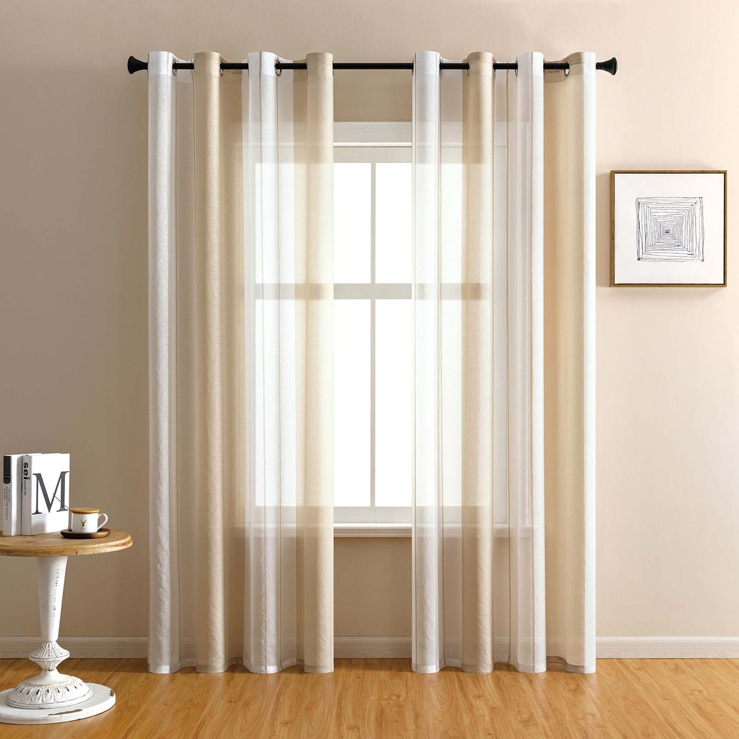 Transparente Gardine mit Streifenmuster – 2er Set, 140 cm Breite