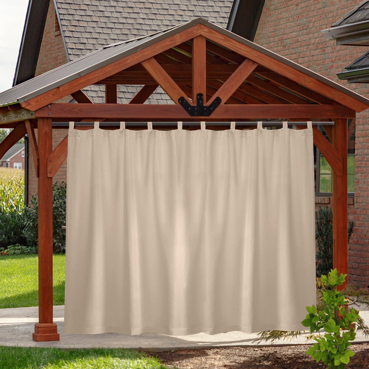 Extra Breiter Outdoor Vorhang – Wasserdicht und Blickdicht, Tap Top, 254 cm Breite