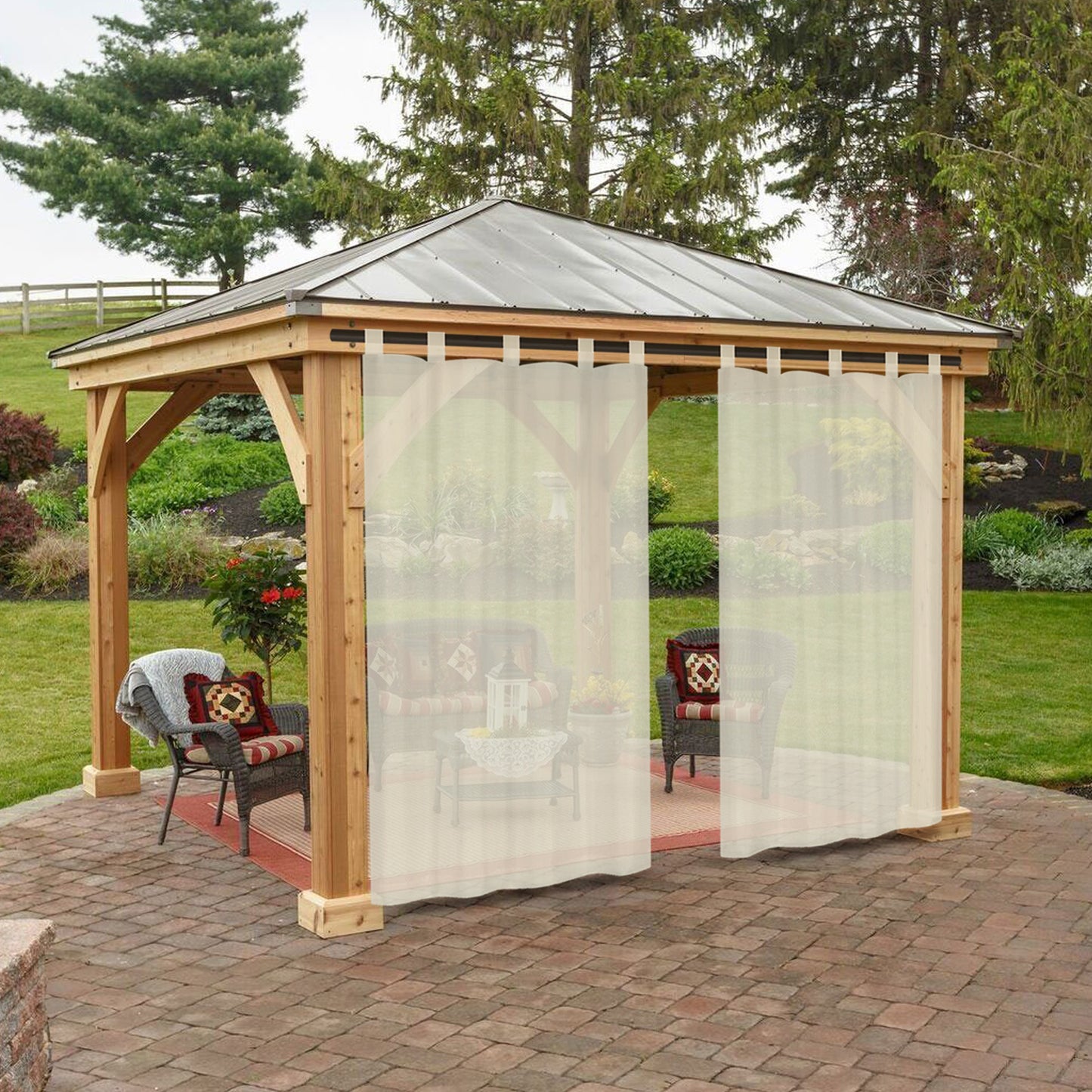 Outdoor Gardine – Wasserdichtes Voile, Tap Top, Weiß, 132 cm Breite