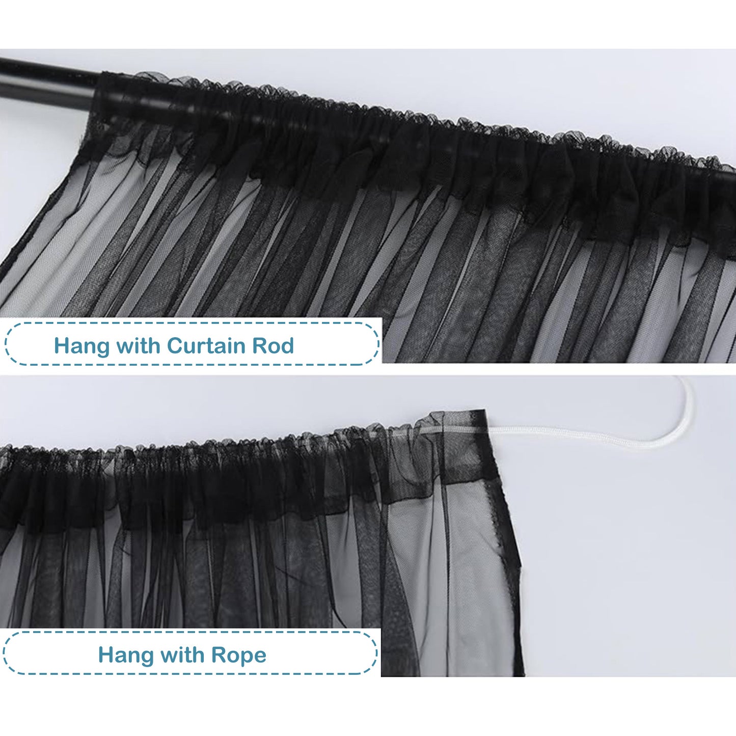 Mosquito net for patio – outdoor screen mesh with pole pocket, white or black