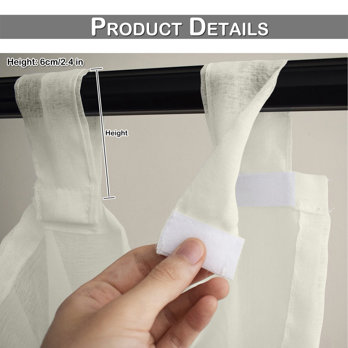 Outdoor Gardine – Wasserdichtes Voile, Tap Top, Weiß, 132 cm Breite