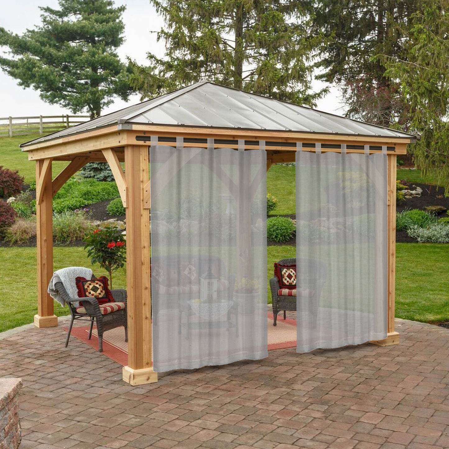Outdoor Gardine – Wasserdichtes Voile, Tap Top, Weiß, 132 cm Breite