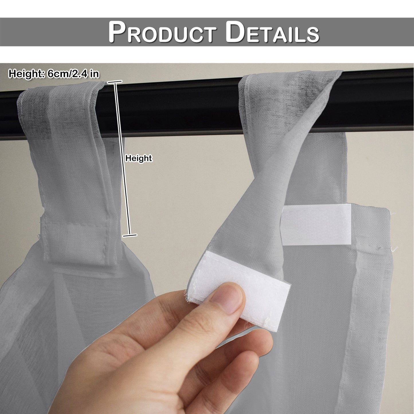 Outdoor Gardine – Wasserdichtes Voile, Tap Top, Weiß, 132 cm Breite