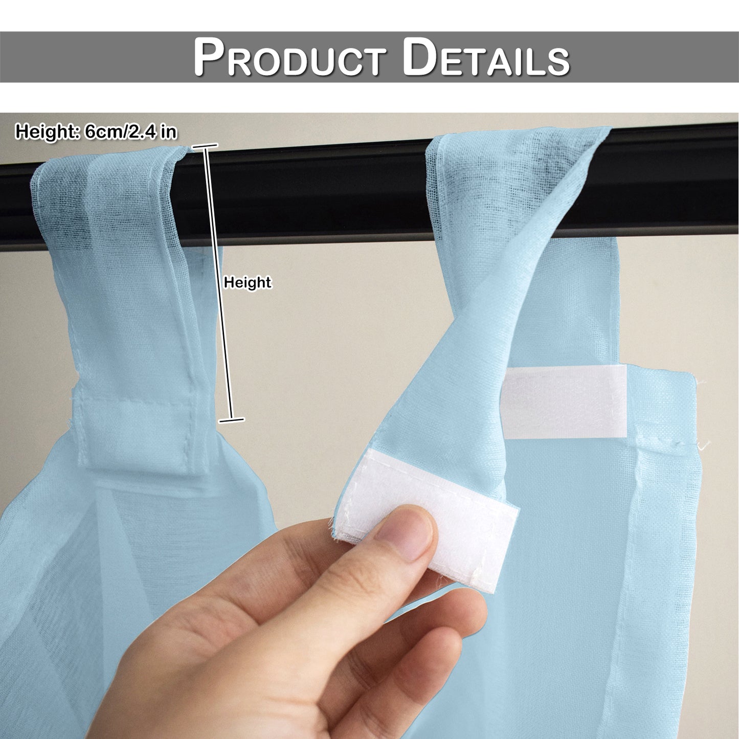 Outdoor Gardine – Wasserdichtes Voile, Tap Top, Weiß, 132 cm Breite