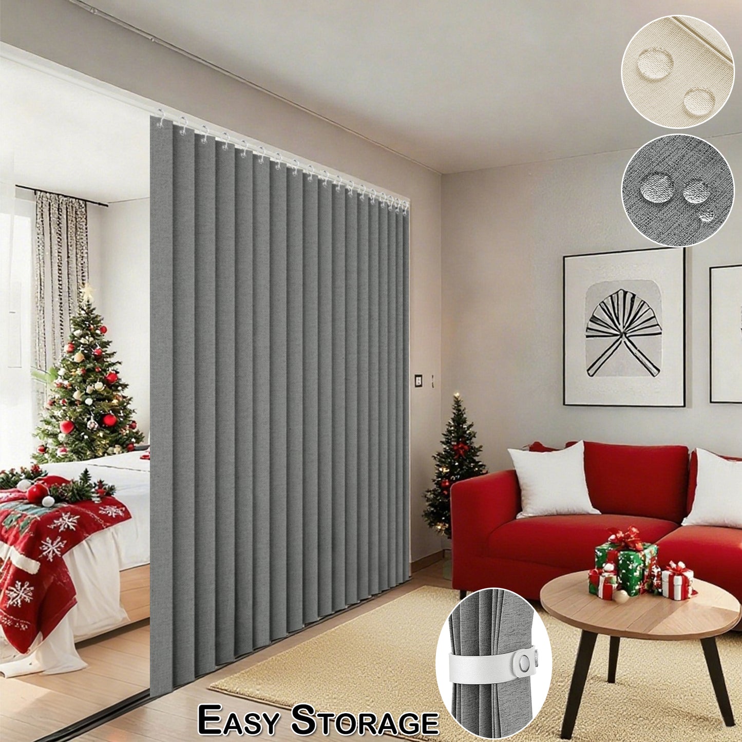 Extra Breite Leinenoptik-Vorhang · Wasserdicht · Indoor und Outdoor