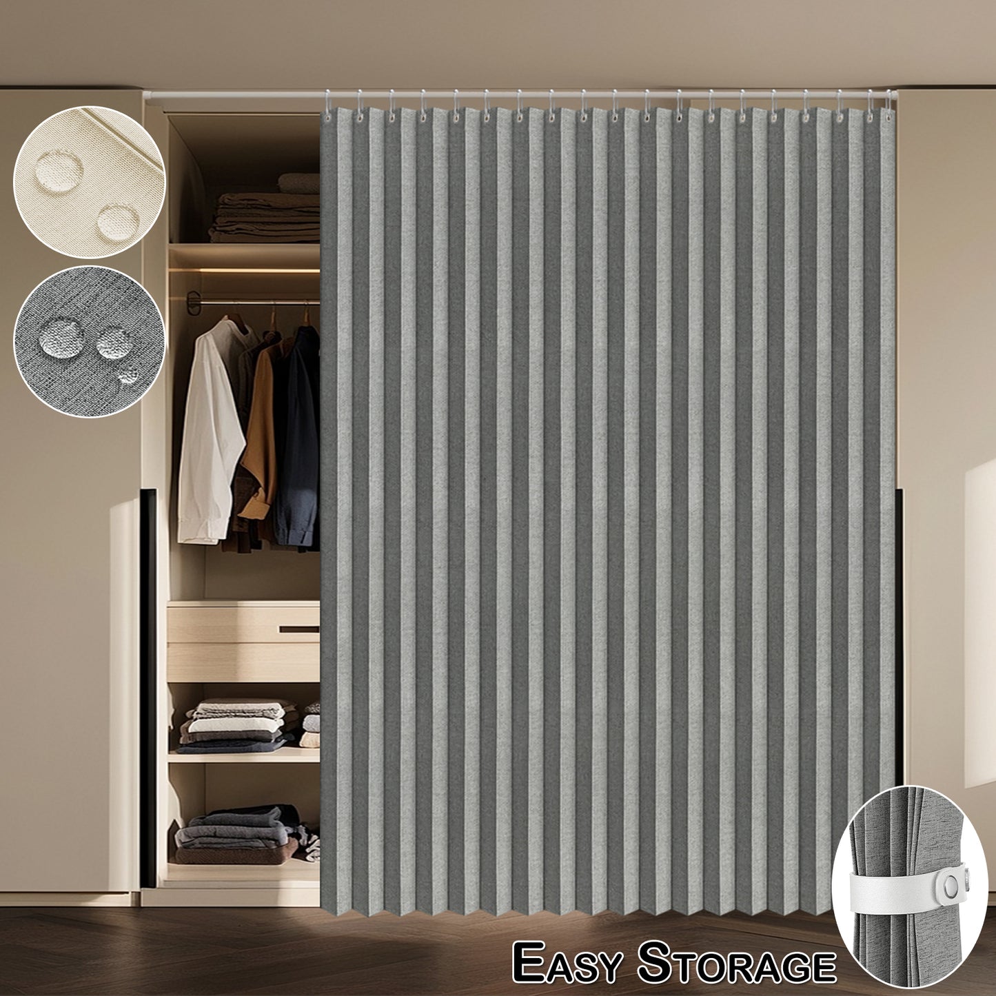 Extra Breite Leinenoptik-Vorhang · Wasserdicht · Indoor und Outdoor