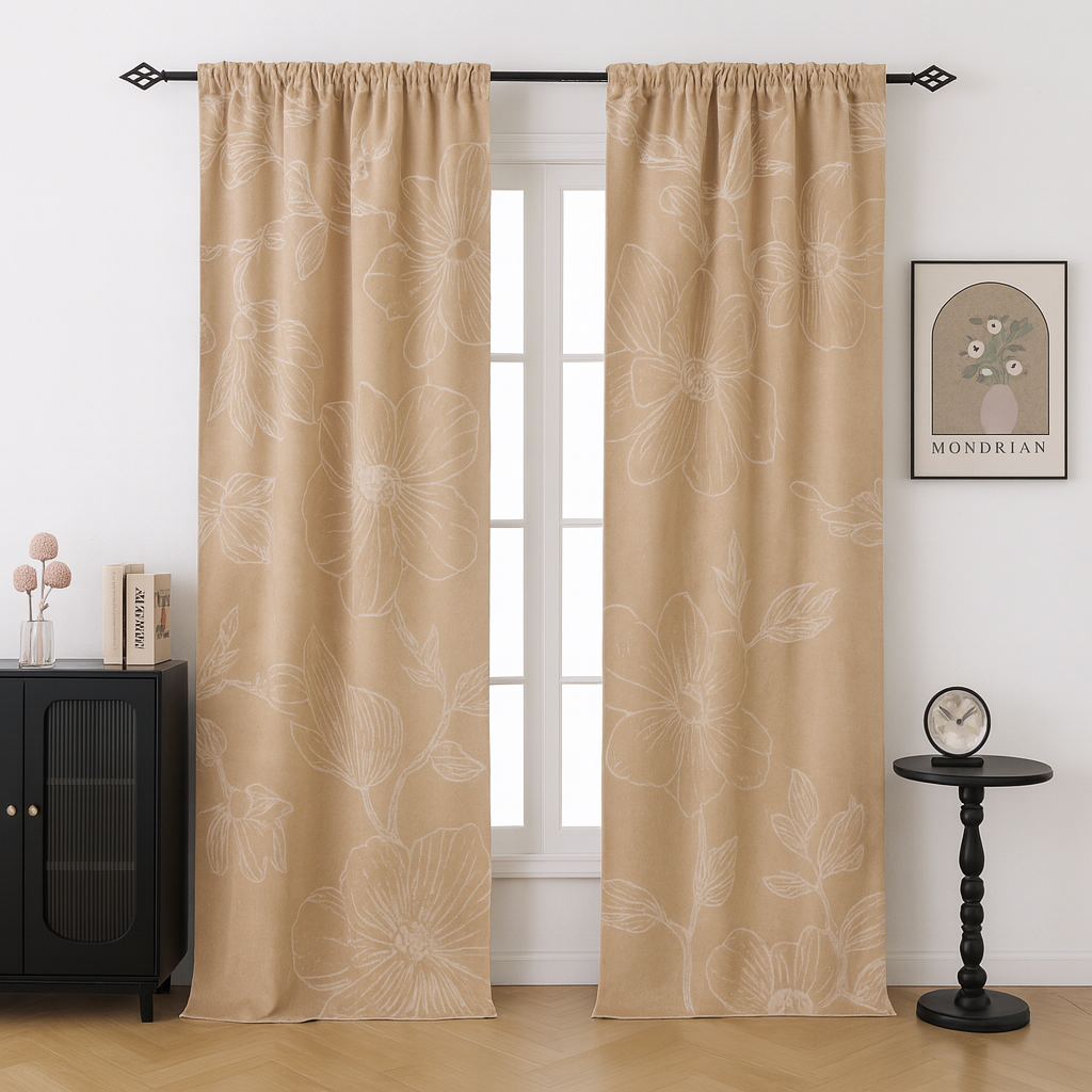 Custom-made floral curtains · Magnolia