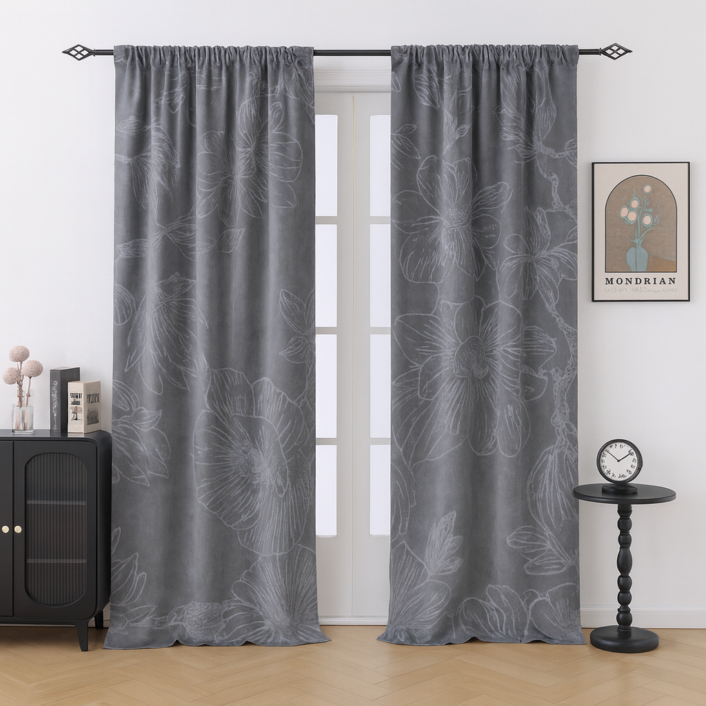 Custom-made floral curtains · Magnolia