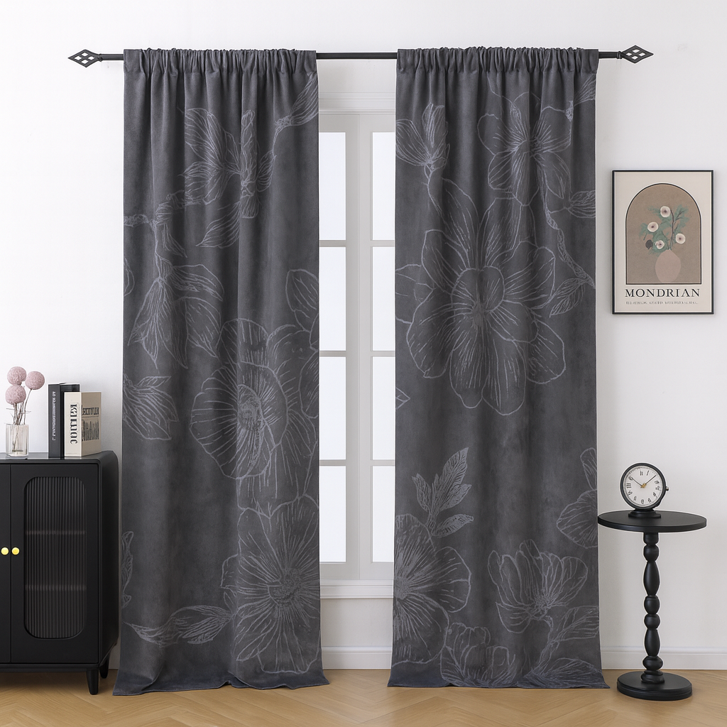 Custom-made floral curtains · Magnolia