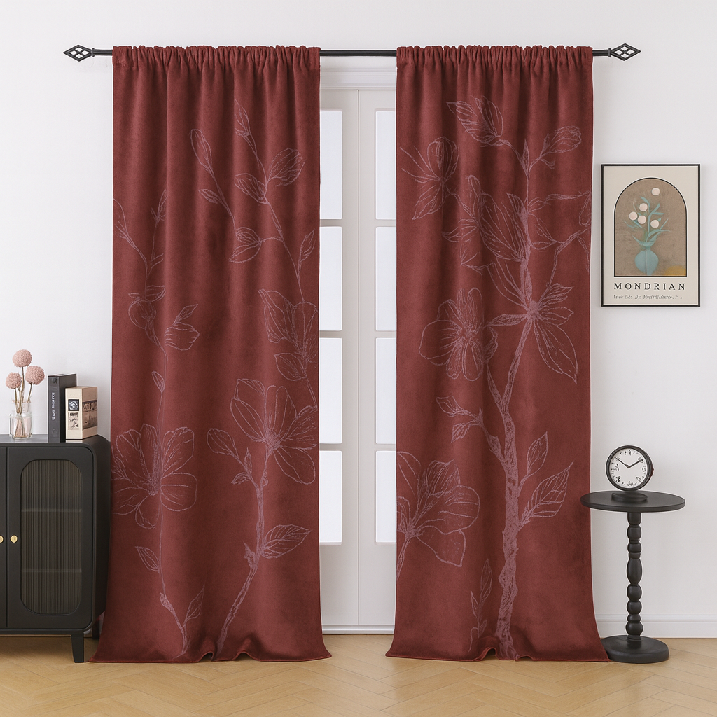 Custom-made floral curtains · Magnolia
