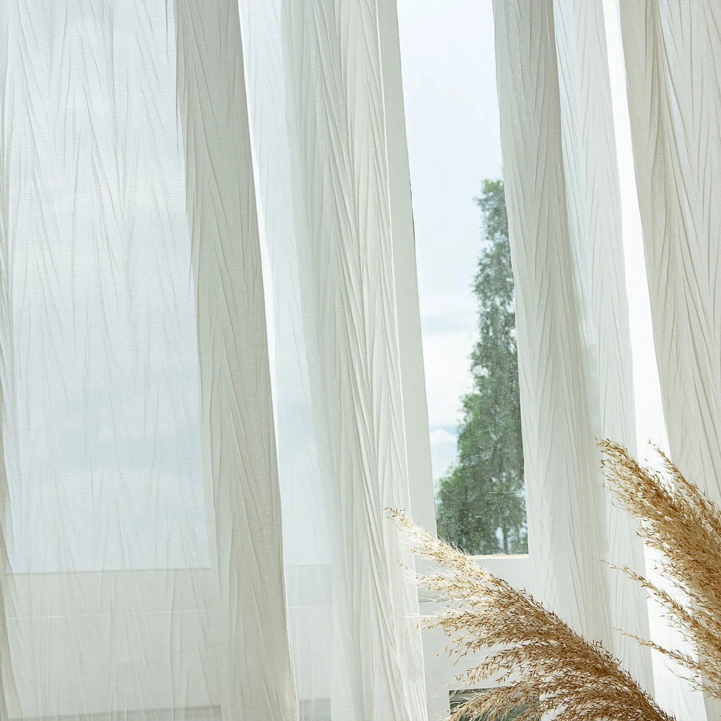 Voilage transparent à la texture lin naturel – Elenya