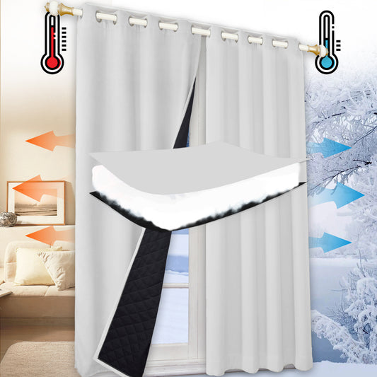 Quilted 100 percent blackout curtain · Heat and sound insulation
