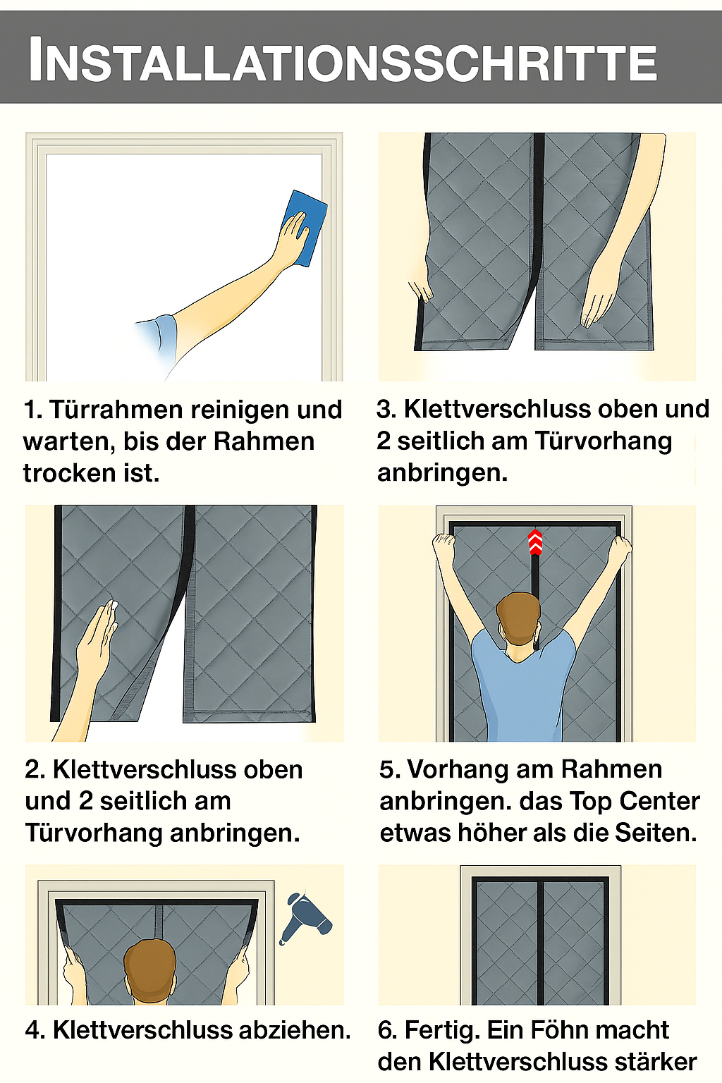 Gesteppter magnetischer Thermo Türvorhang mit Fenster · Wärmeschutz und Kälteschutz
