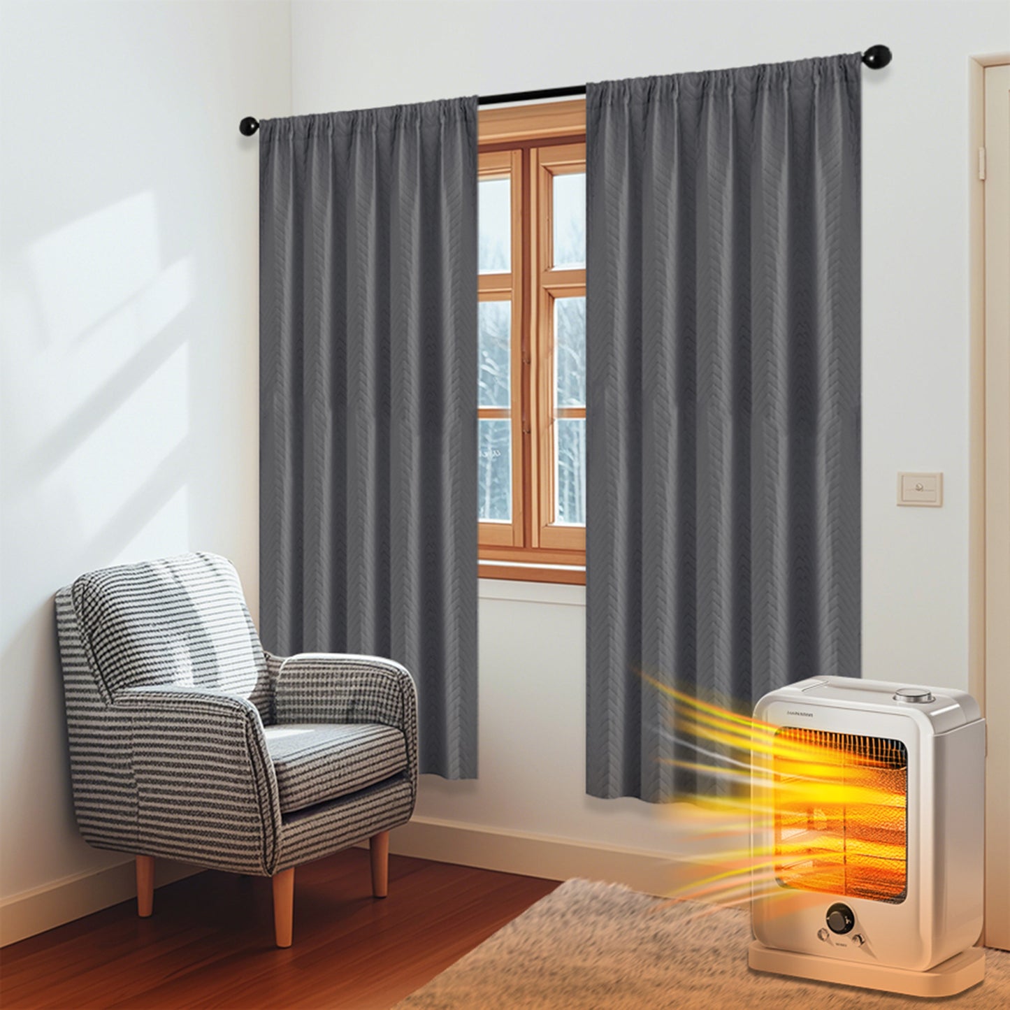 Heavy quilted blackout curtain · 100% blackout · Thermal protection