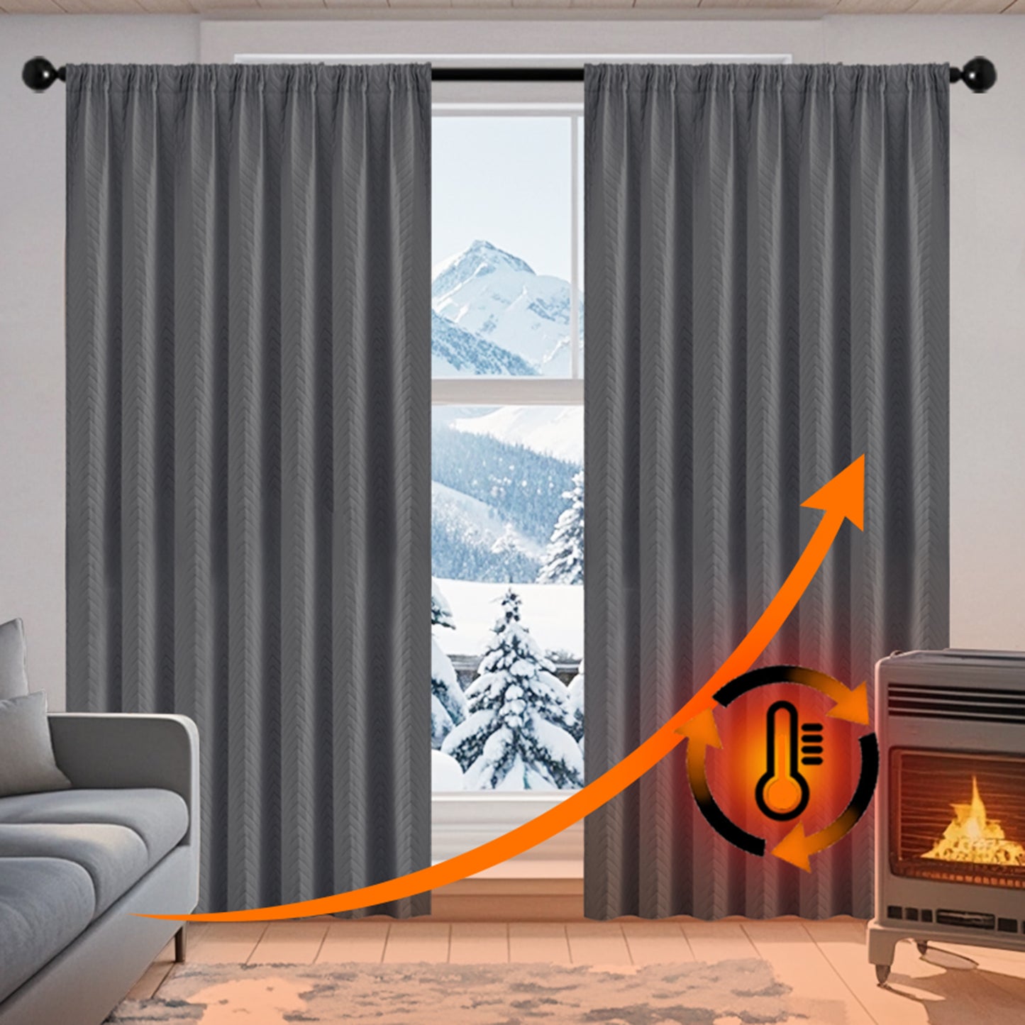 Heavy quilted blackout curtain · 100% blackout · Thermal protection