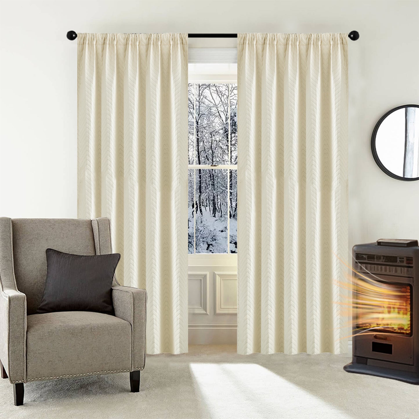 Heavy quilted blackout curtain · 100% blackout · Thermal protection
