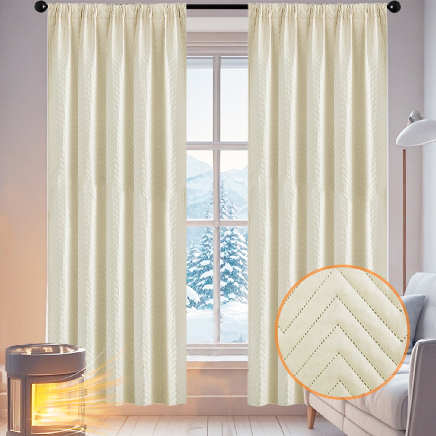 Heavy quilted blackout curtain · 100% blackout · Thermal protection