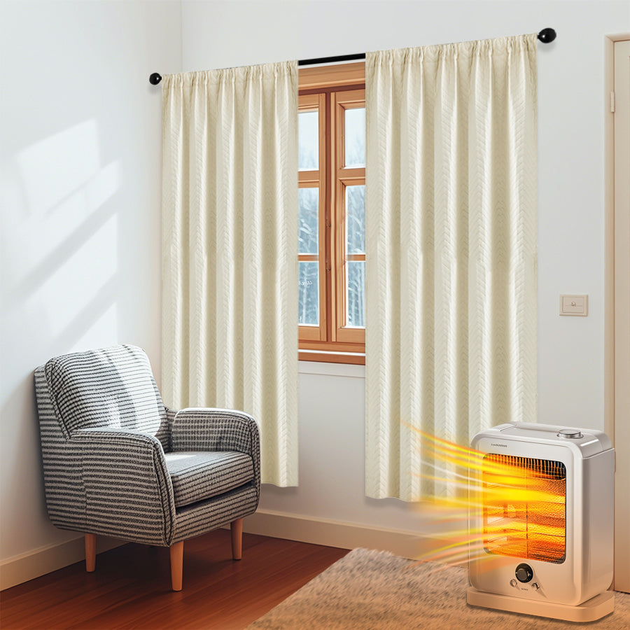 Heavy quilted blackout curtain · 100% blackout · Thermal protection