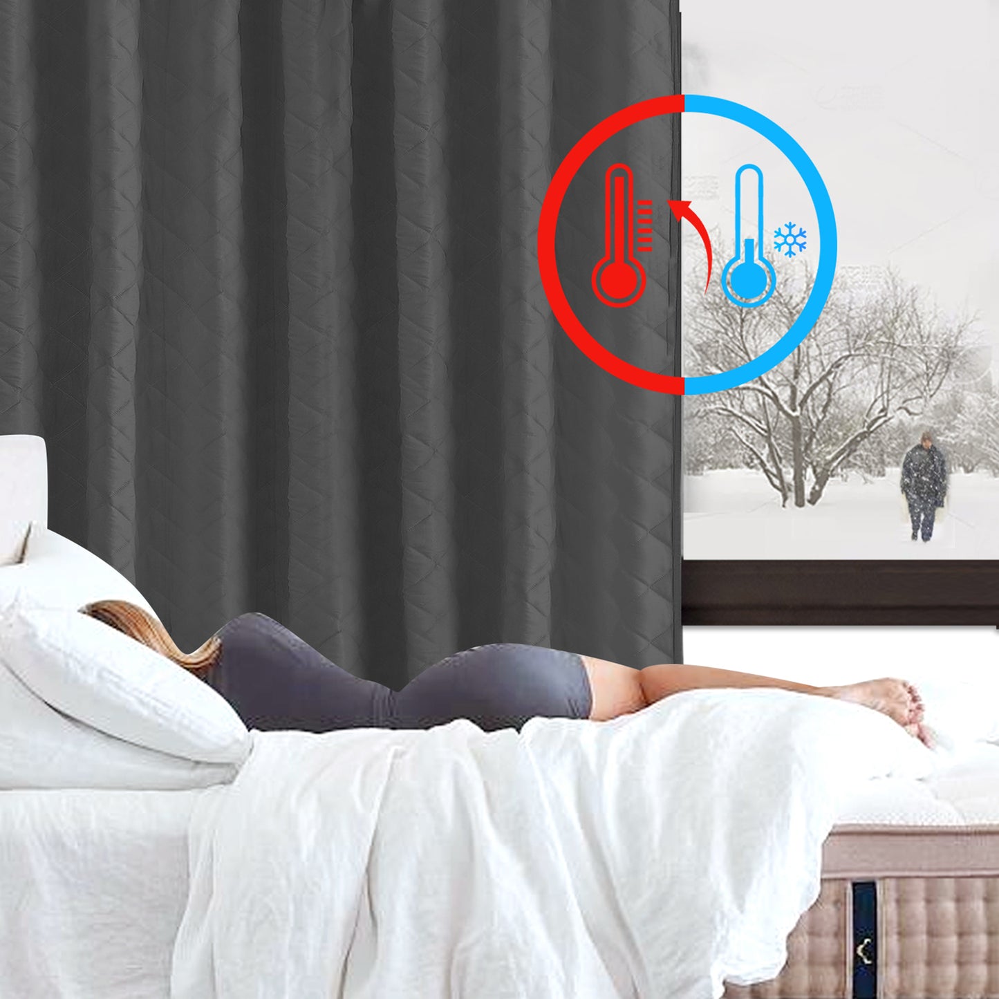 Gesteppter Thermovorhang · Energiesparender Vorhangliner · Wärmeschutz