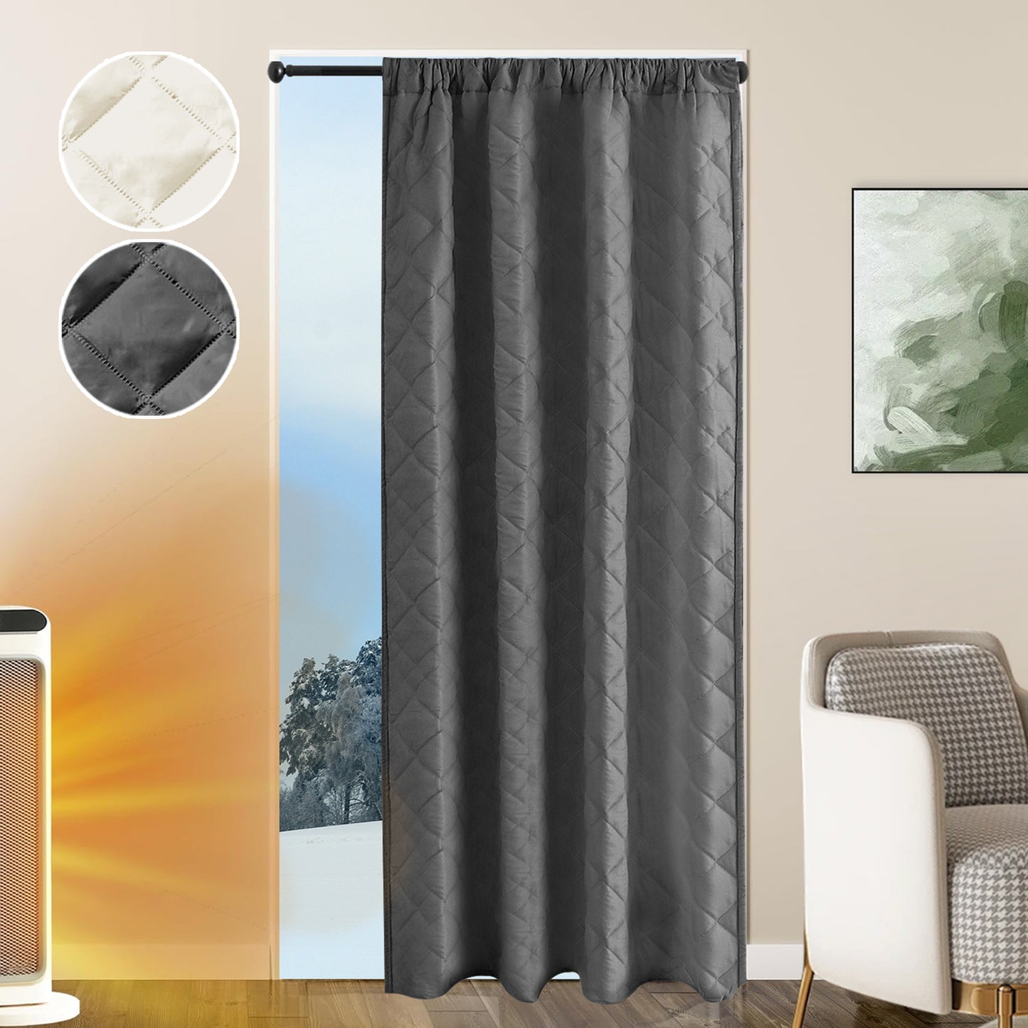 Gesteppter Thermovorhang · Energiesparender Vorhangliner · Wärmeschutz