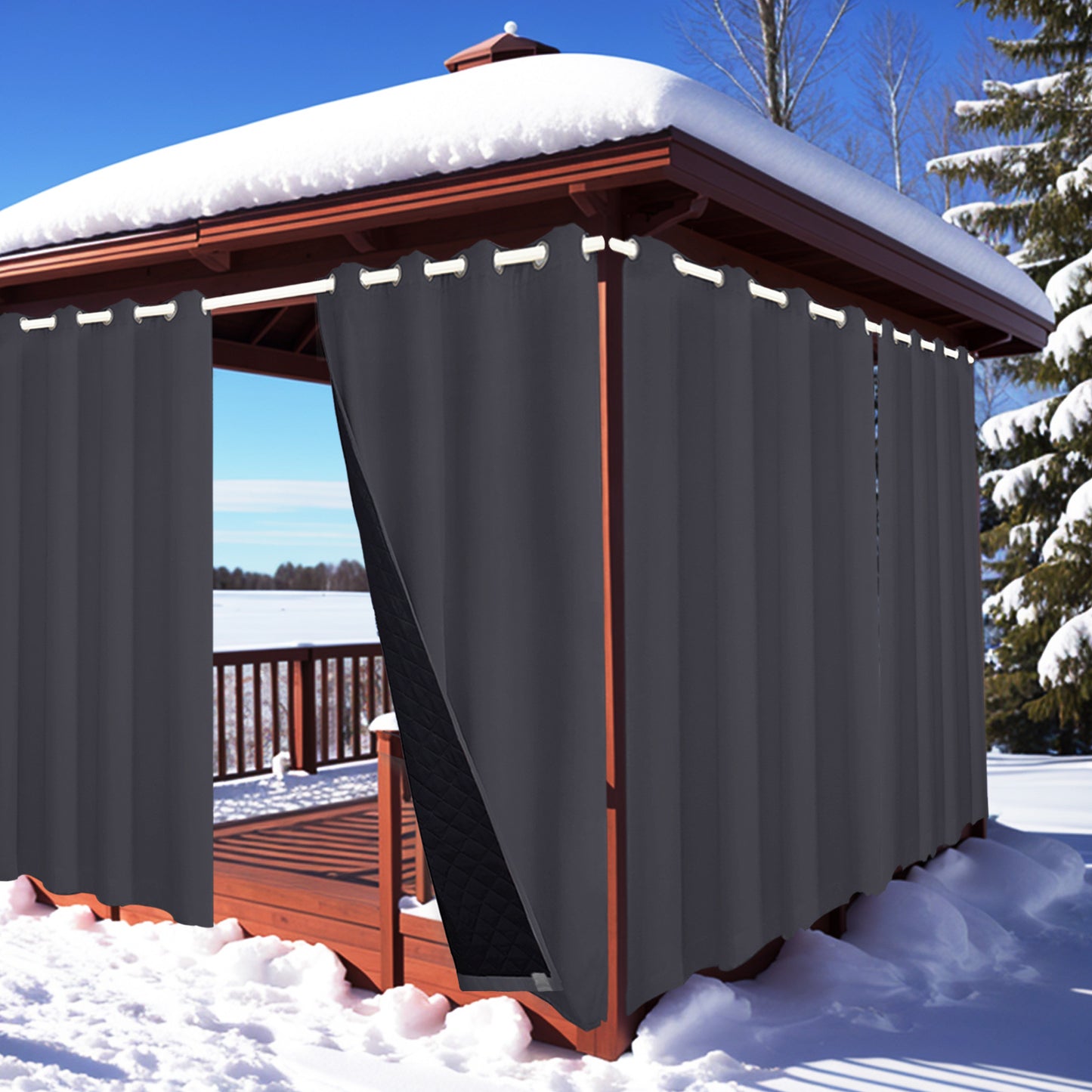 Wasserdichter gesteppter Outdoor-Thermovorhang · 100 % Blackout