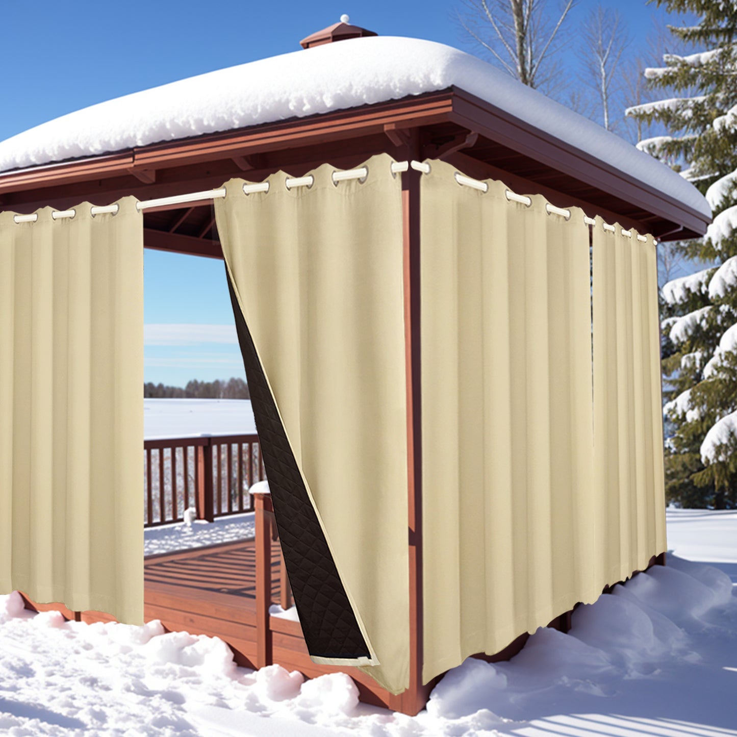 Wasserdichter gesteppter Outdoor-Thermovorhang · 100 % Blackout