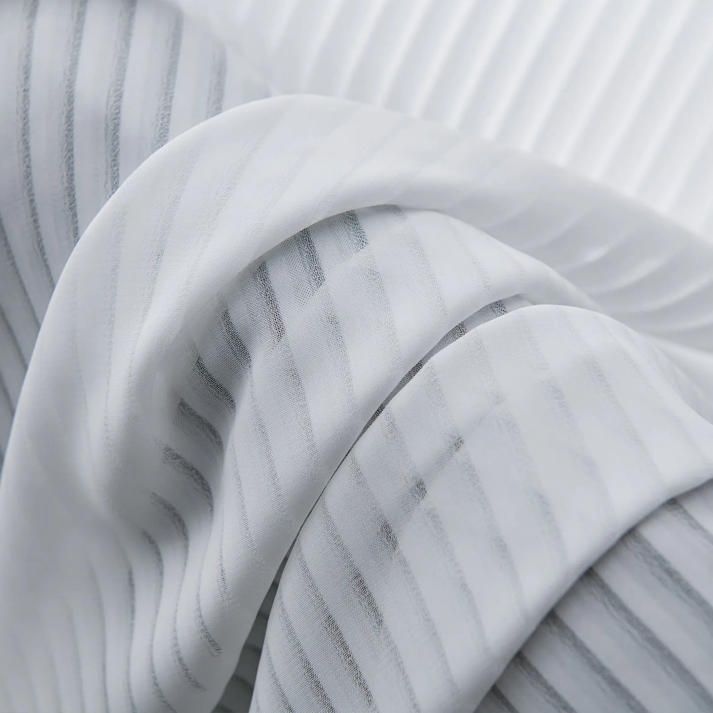 Transparent voile curtain with a fine striped structure, made to measure – Linari