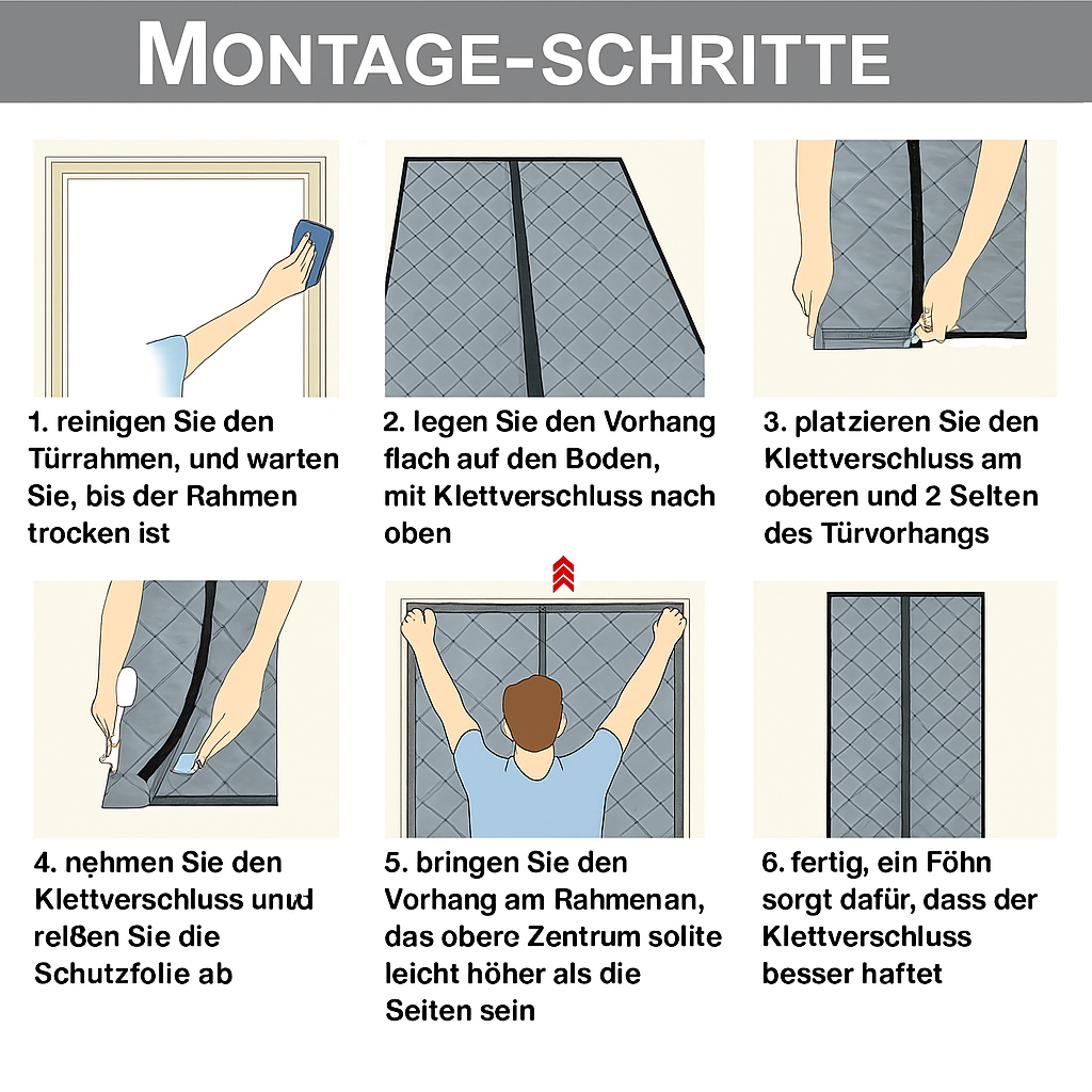 Magnetischer gesteppter Thermo Türvorhang · Wärmeschutz für Winter und Sommer