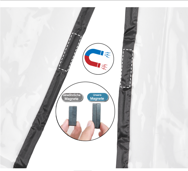 Magnetischer gesteppter Thermo Türvorhang mit großem Fenster · Wärmeschutz für Winter und Sommer