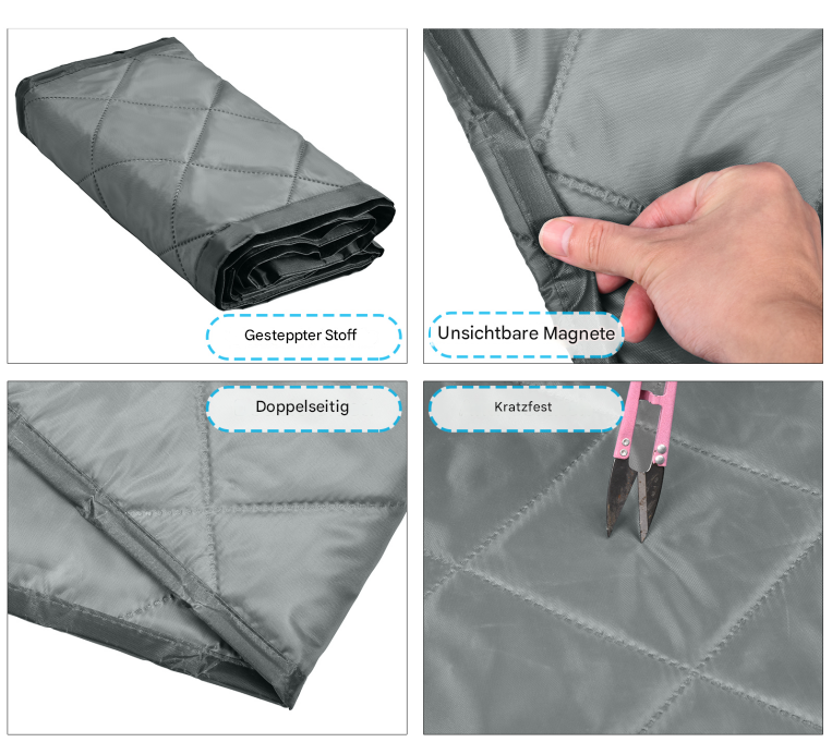 Magnetischer gesteppter Thermo Türvorhang mit großem Fenster · Wärmeschutz für Winter und Sommer