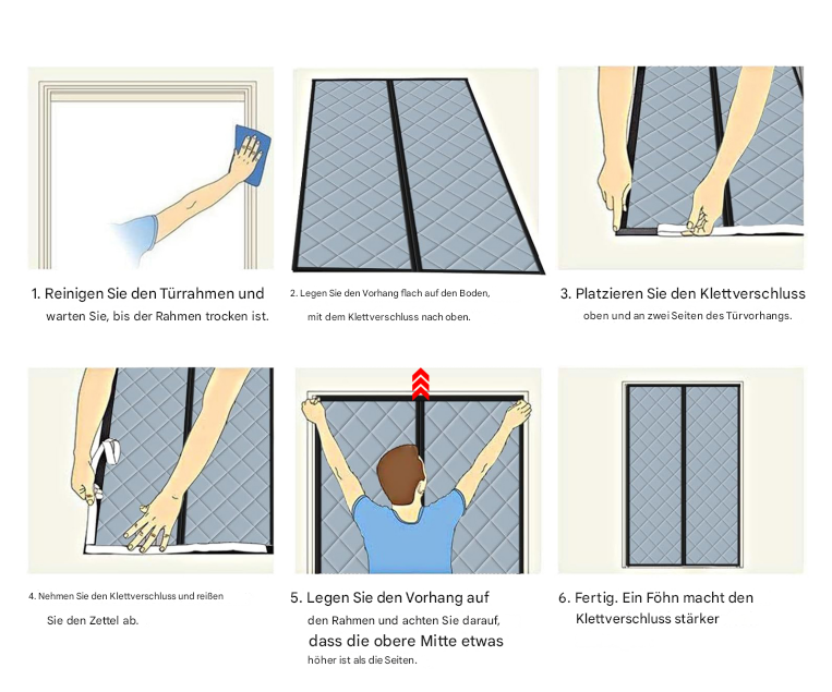 Magnetischer gesteppter Thermo Türvorhang mit großem Fenster · Wärmeschutz für Winter und Sommer