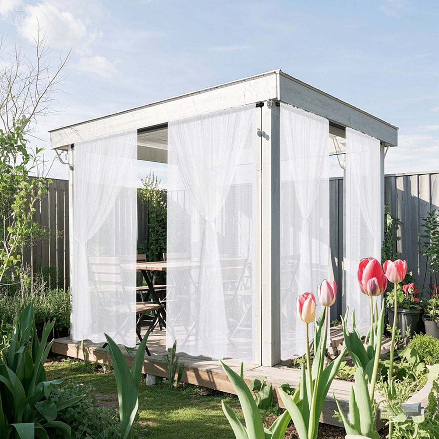 Outdoor Gardine Zweilagig Wasserabweisend mit Moskitonetz 1 Panel