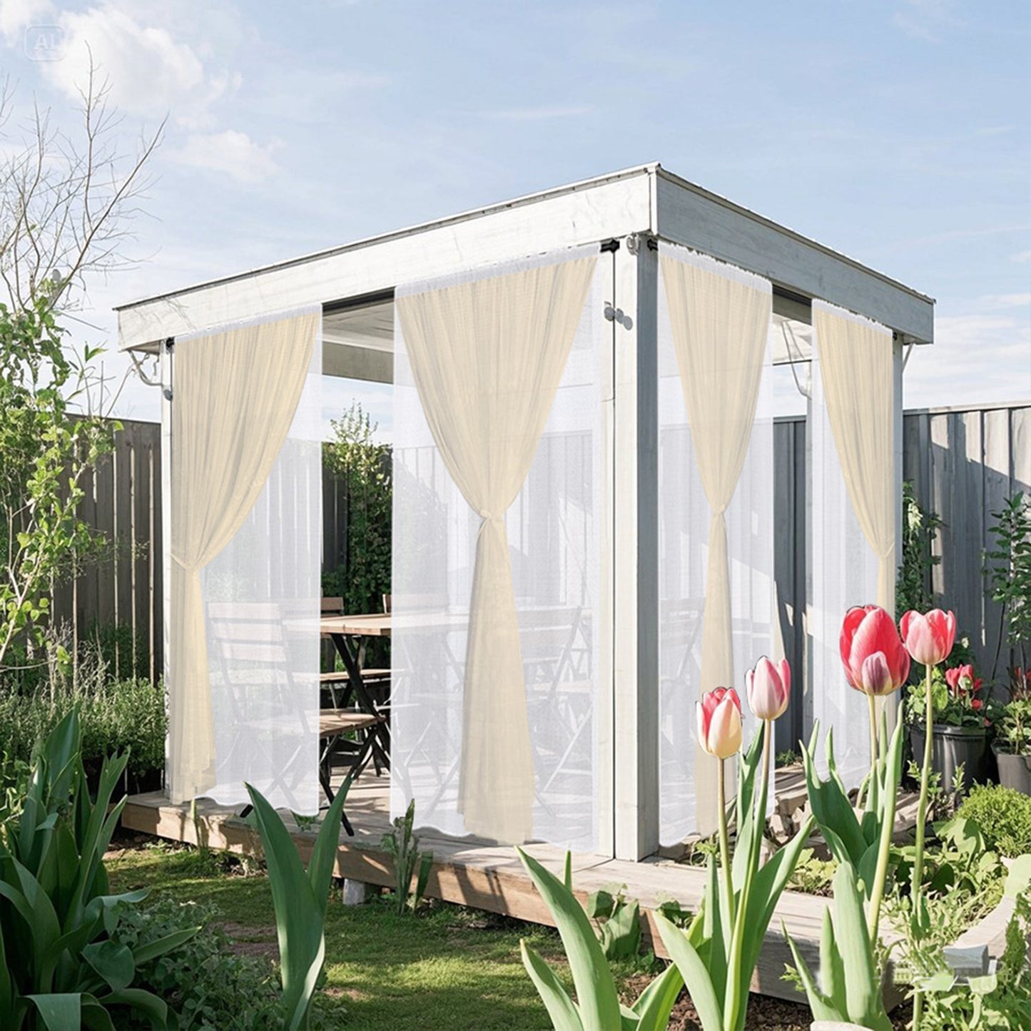 Outdoor Gardine Zweilagig Wasserabweisend mit Moskitonetz 1 Panel