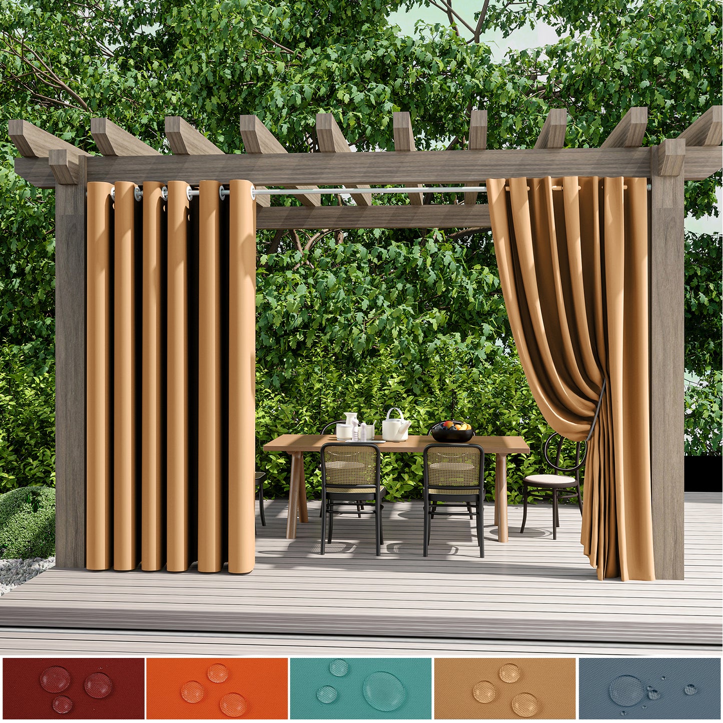 Wasserdichter Outdoor Vorhang mit Ösen Wärmeschutz und Verdunkelung 5 Farben