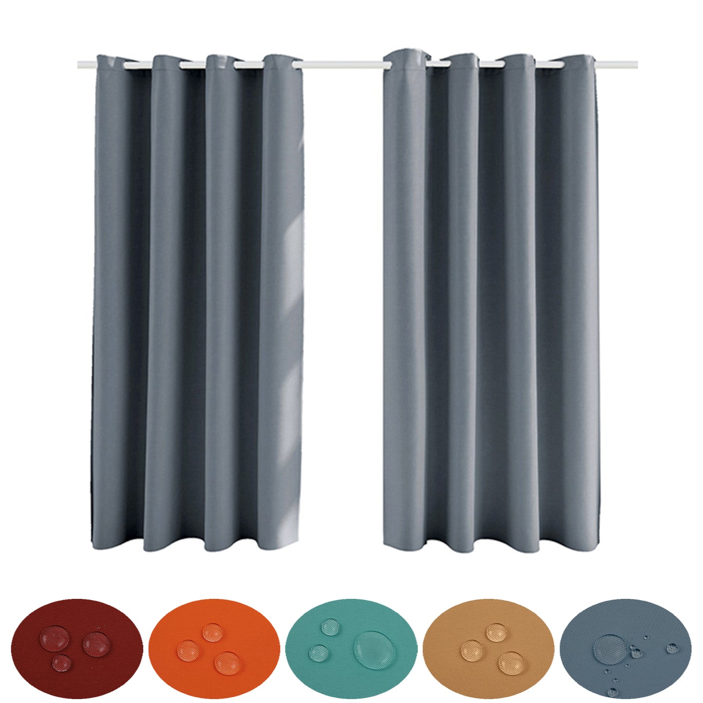 Wasserdichter Outdoor Vorhang mit Ösen Wärmeschutz und Verdunkelung 5 Farben
