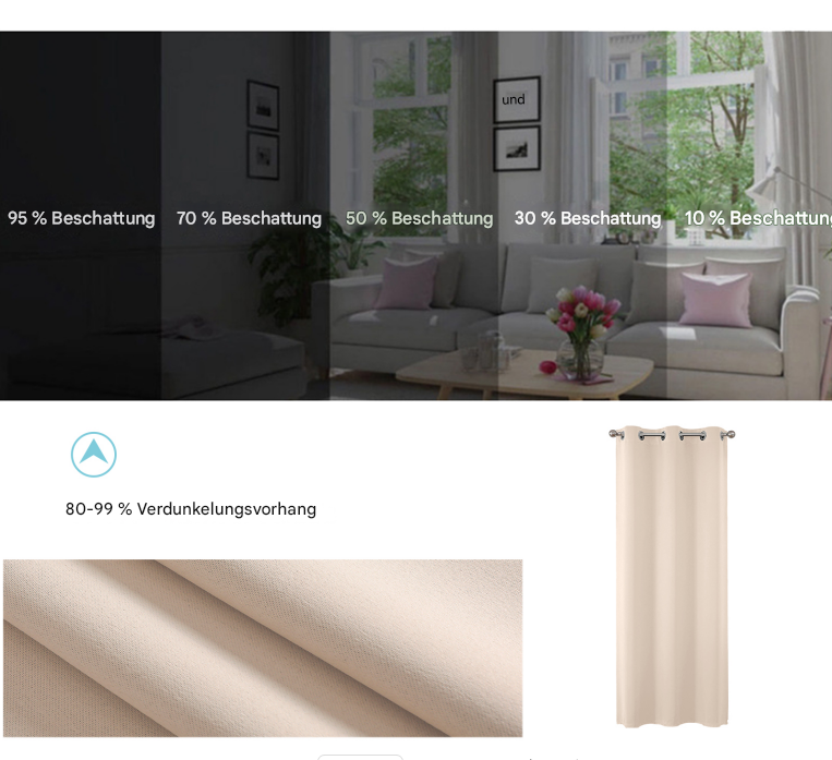 Verdunkelnde Türgardine – Thermo-Vorhang mit Ösen für Balkon, Küche oder Flur